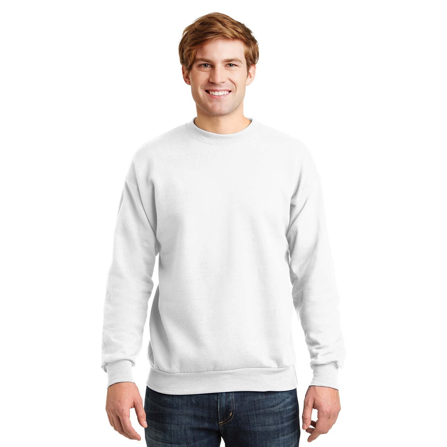 White Sweatshirts - Cozy Crewneck - Hanes - Eco-Friendly