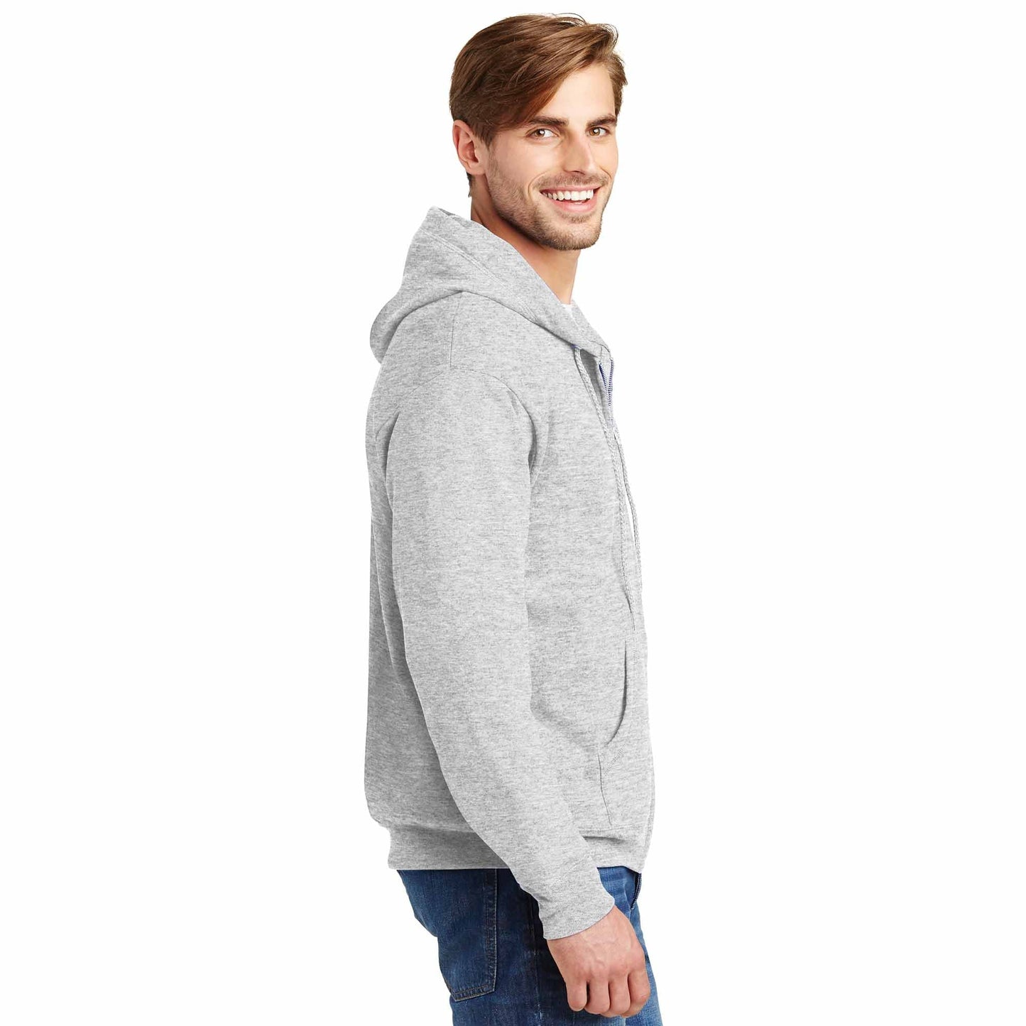 Black Sweatshirts - Hanes - Cozy Full-Zip Hooded - Quality Fabric