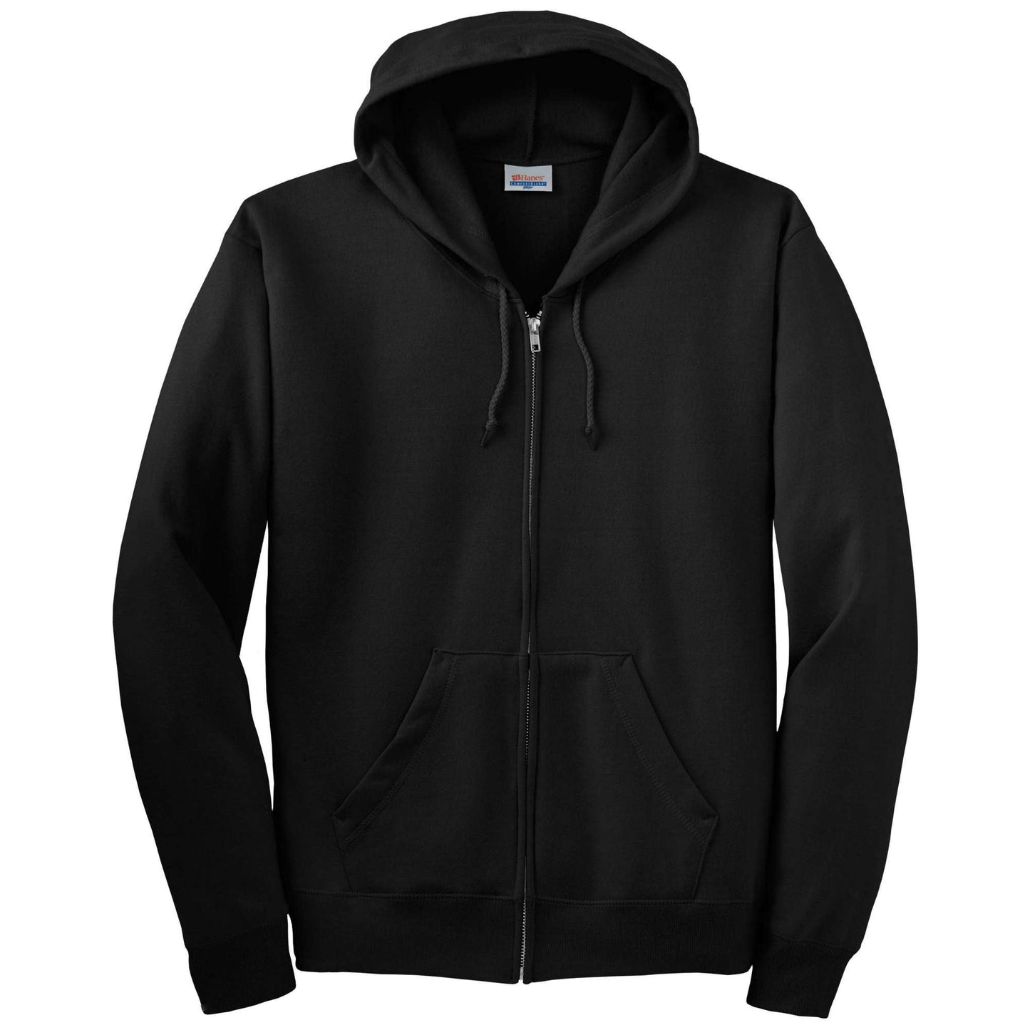 Black Sweatshirts - Hanes - Cozy Full-Zip Hooded - Quality Fabric