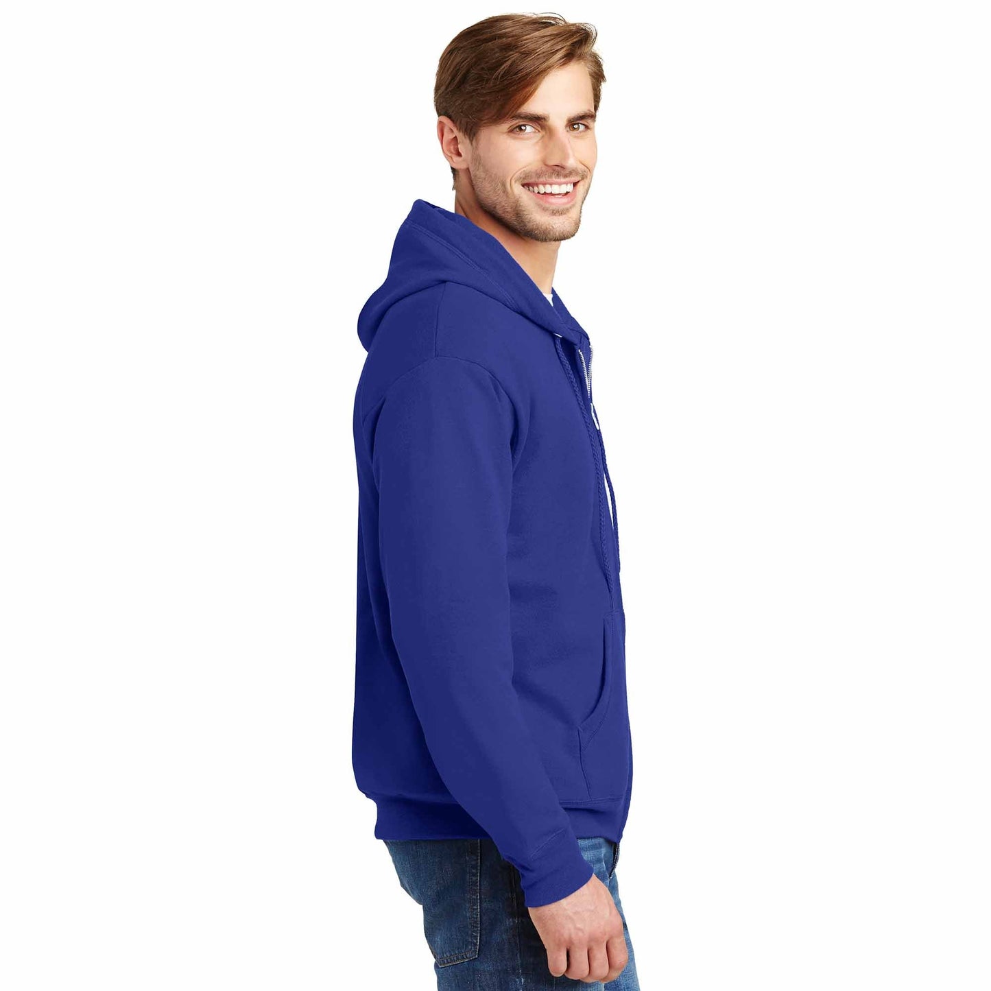Black Sweatshirts - Hanes - Cozy Full-Zip Hooded - Quality Fabric