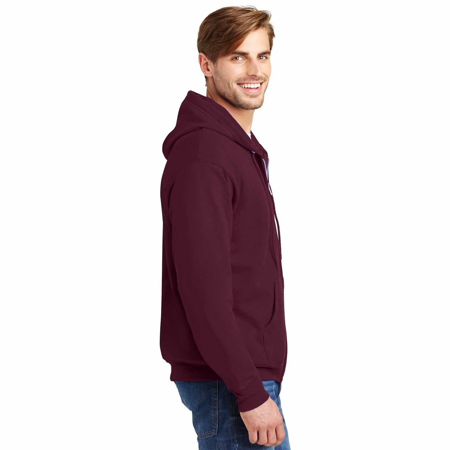 Black Sweatshirts - Hanes - Cozy Full-Zip Hooded - Quality Fabric