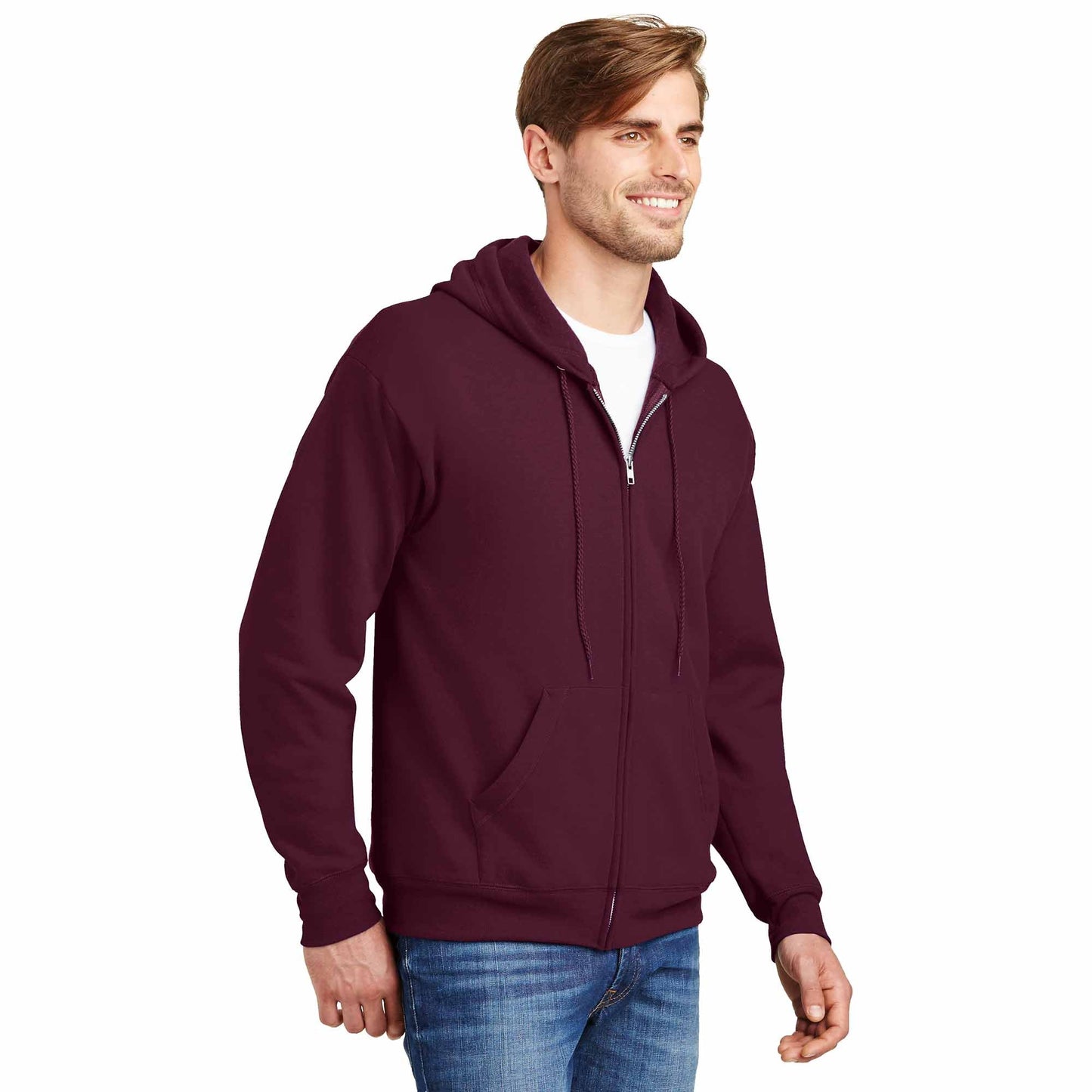Black Sweatshirts - Hanes - Cozy Full-Zip Hooded - Quality Fabric