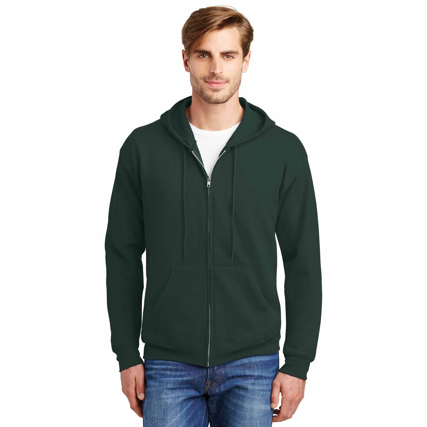 Black Sweatshirts - Hanes - Cozy Full-Zip Hooded - Quality Fabric