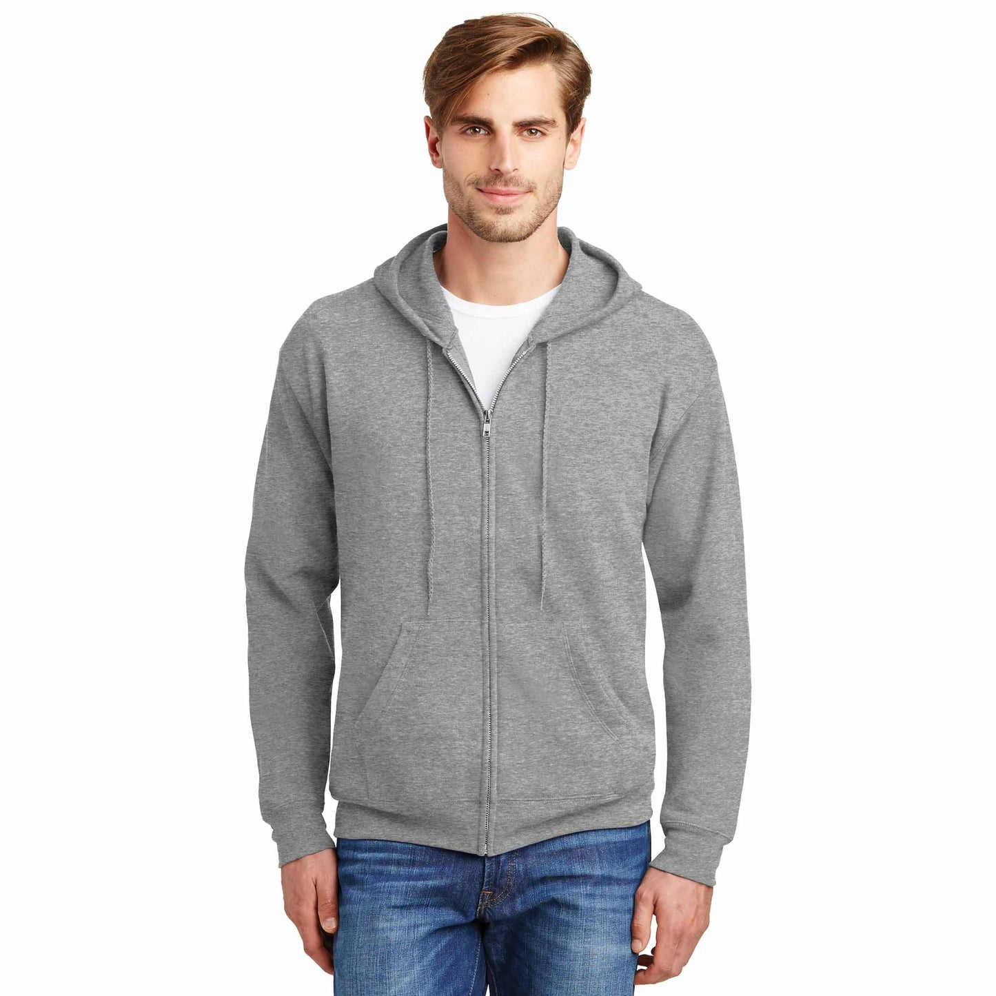 Black Sweatshirts - Hanes - Cozy Full-Zip Hooded - Quality Fabric