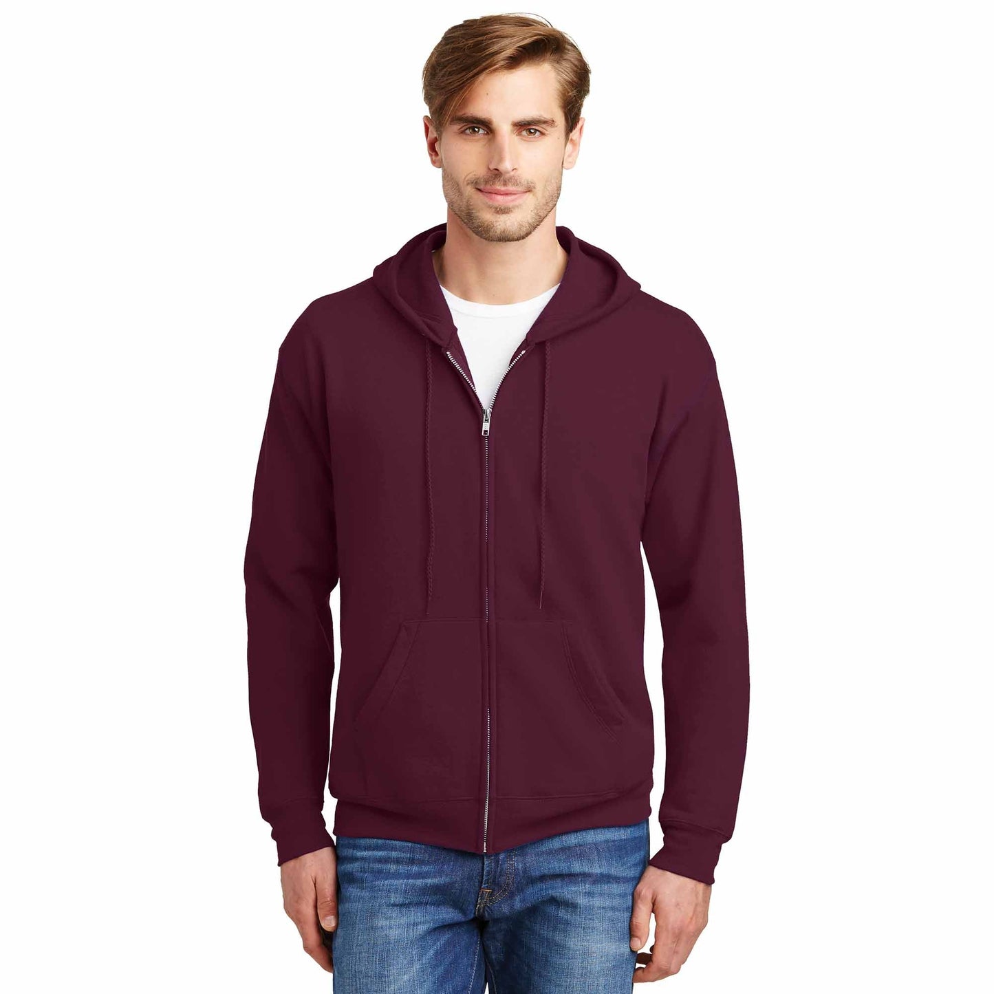 Black Sweatshirts - Hanes - Cozy Full-Zip Hooded - Quality Fabric