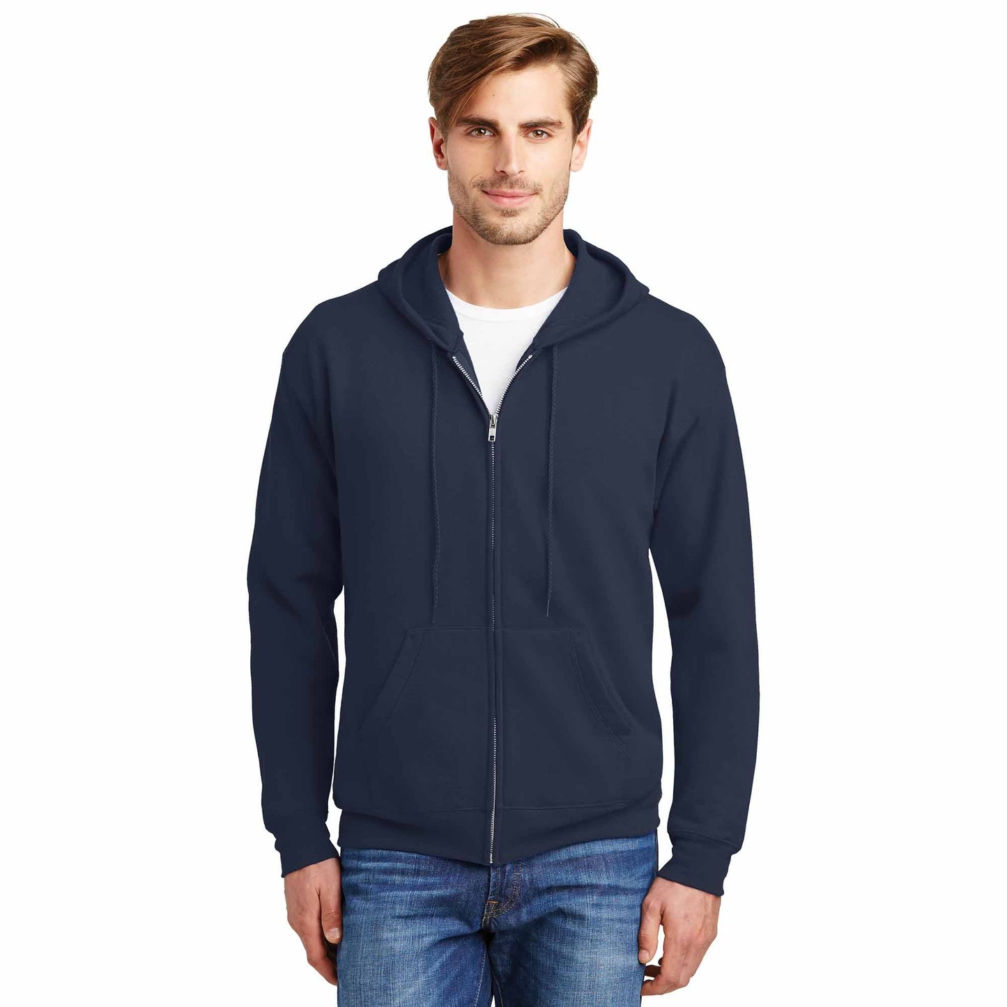 Black Sweatshirts - Hanes - Cozy Full-Zip Hooded - Quality Fabric
