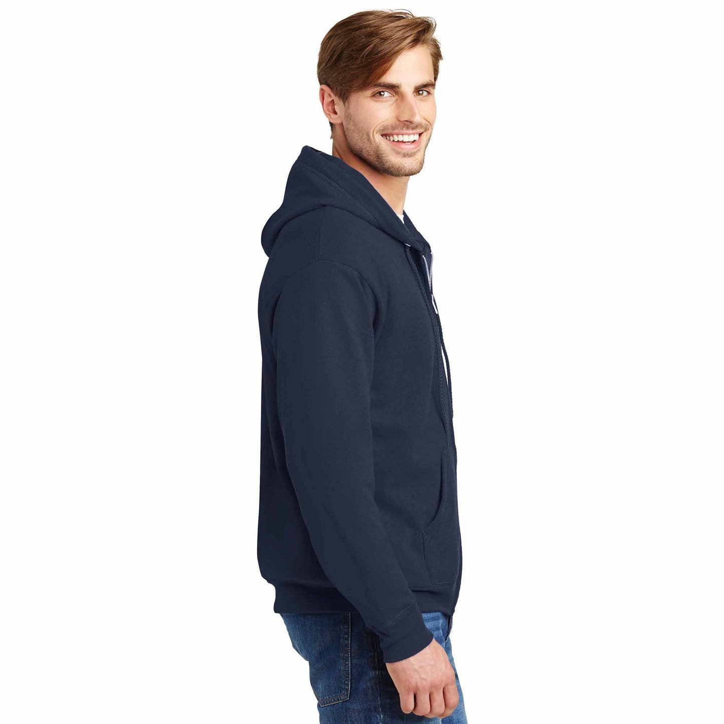 Black Sweatshirts - Hanes - Cozy Full-Zip Hooded - Quality Fabric