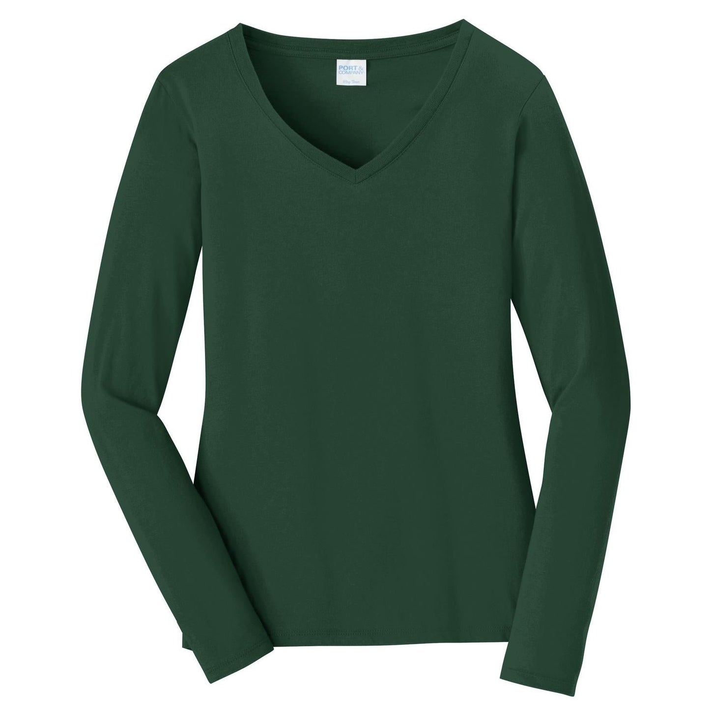 White V-Neck Tee - Port & Company - Stylish Fit - Soft Cotton