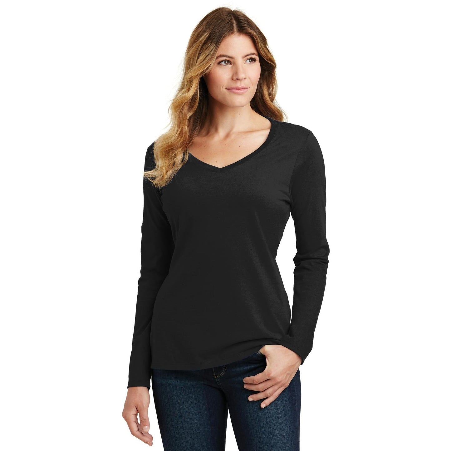 White V-Neck Tee - Port & Company - Stylish Fit - Soft Cotton