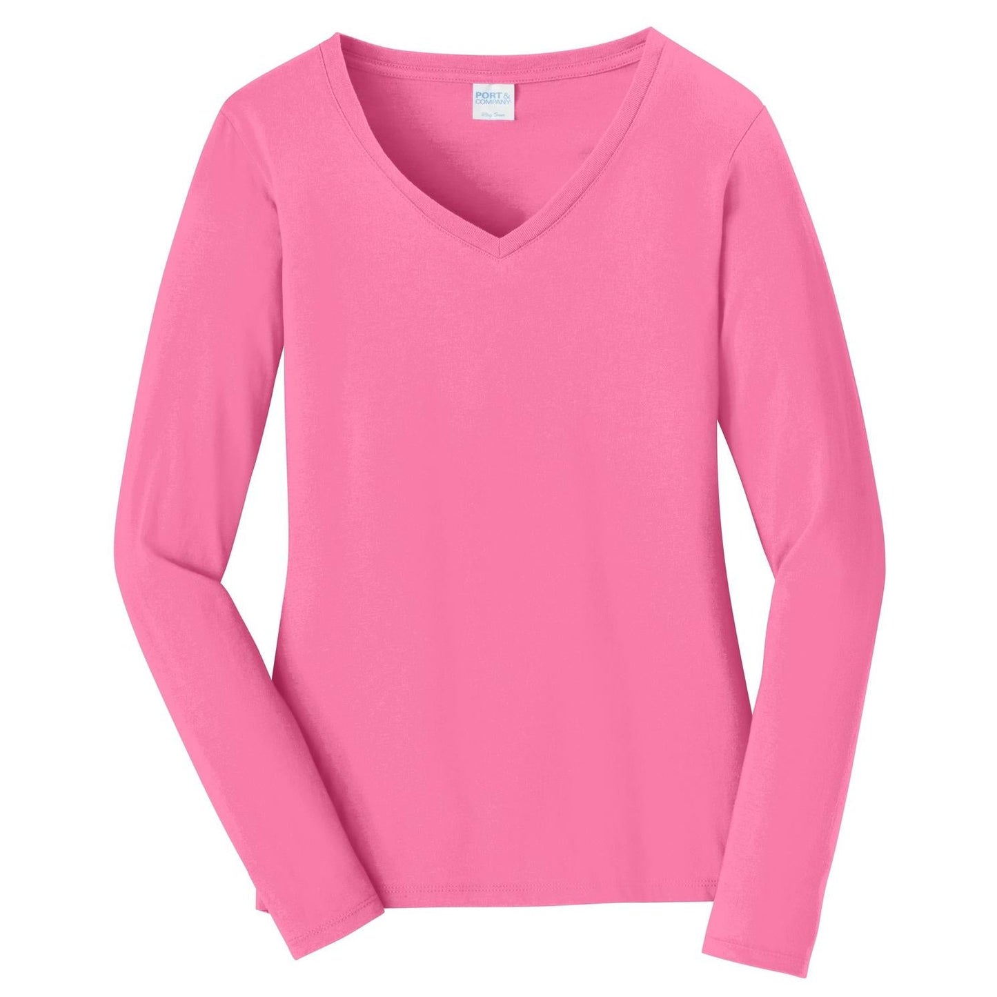 White V-Neck Tee - Port & Company - Stylish Fit - Soft Cotton
