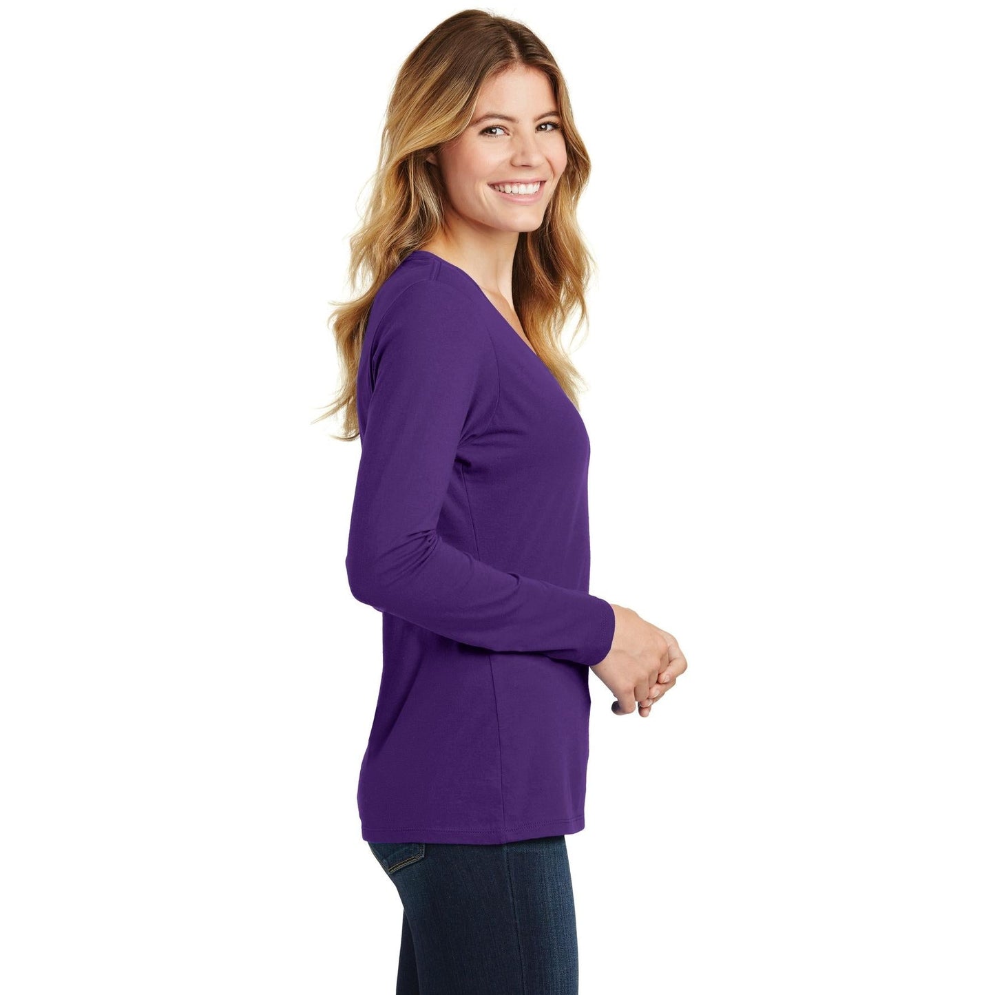 White V-Neck Tee - Port & Company - Stylish Fit - Soft Cotton