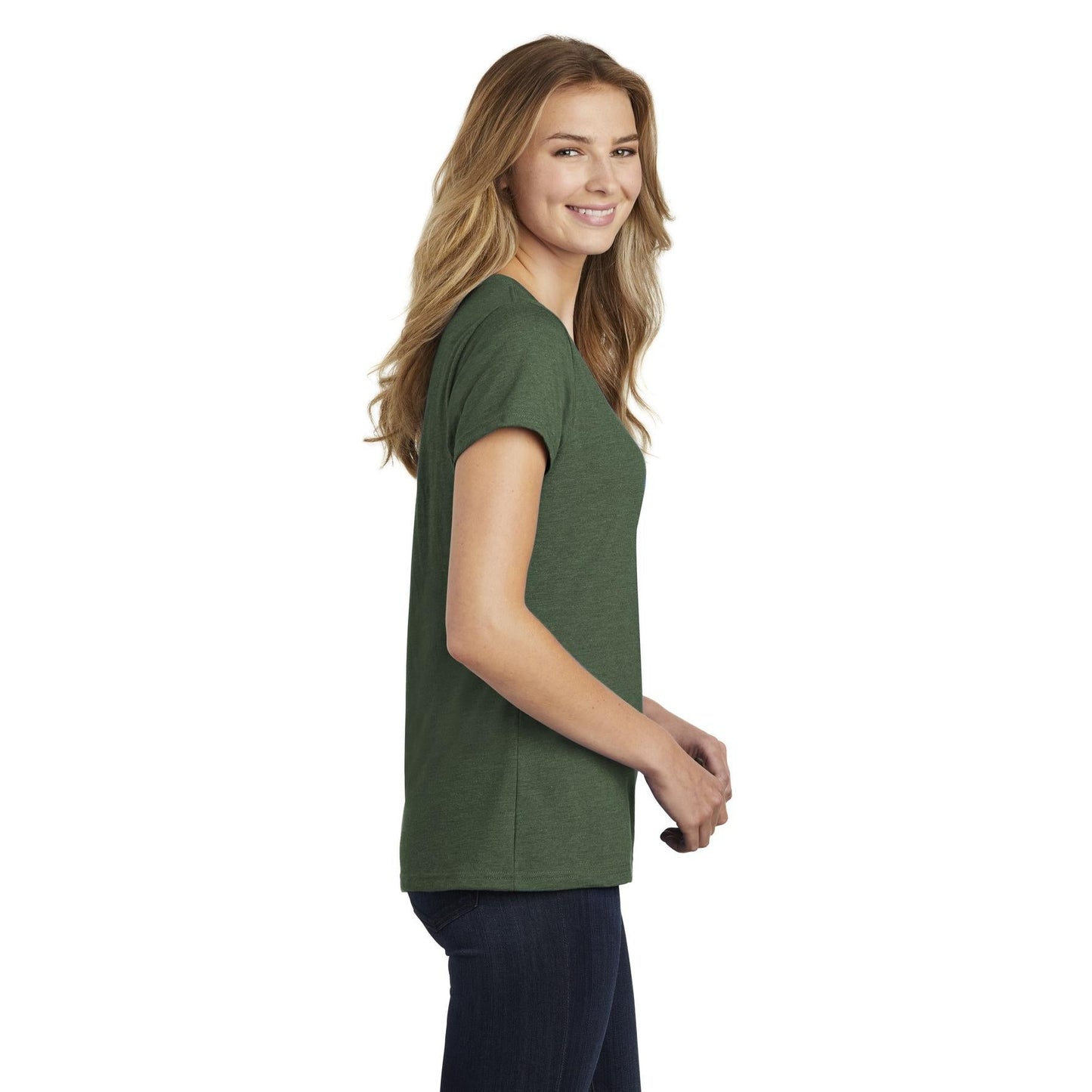 Athletic Green V-Neck Tee - Port & Company - Soft Fabric