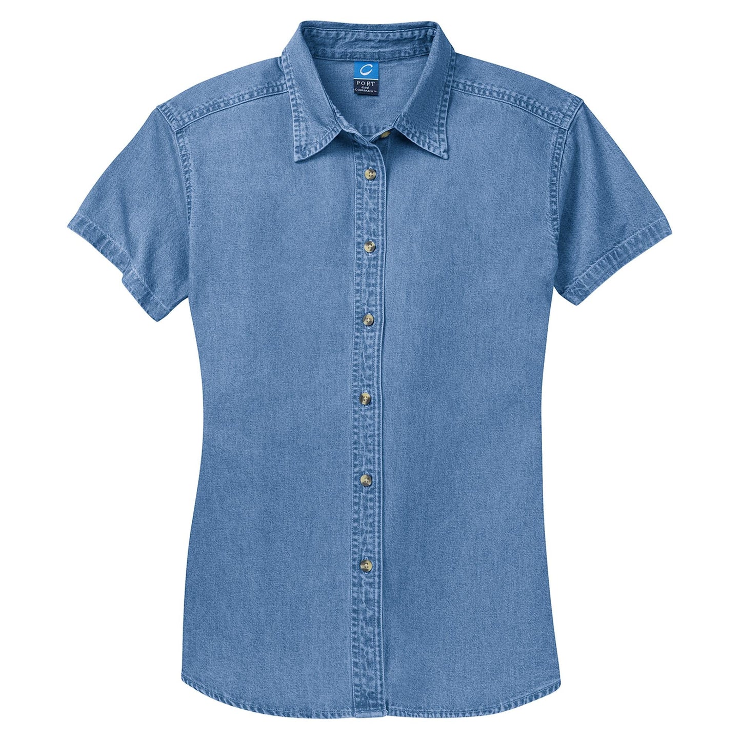 Faded Blue Denim Shirt - Port & Company - Durable Material