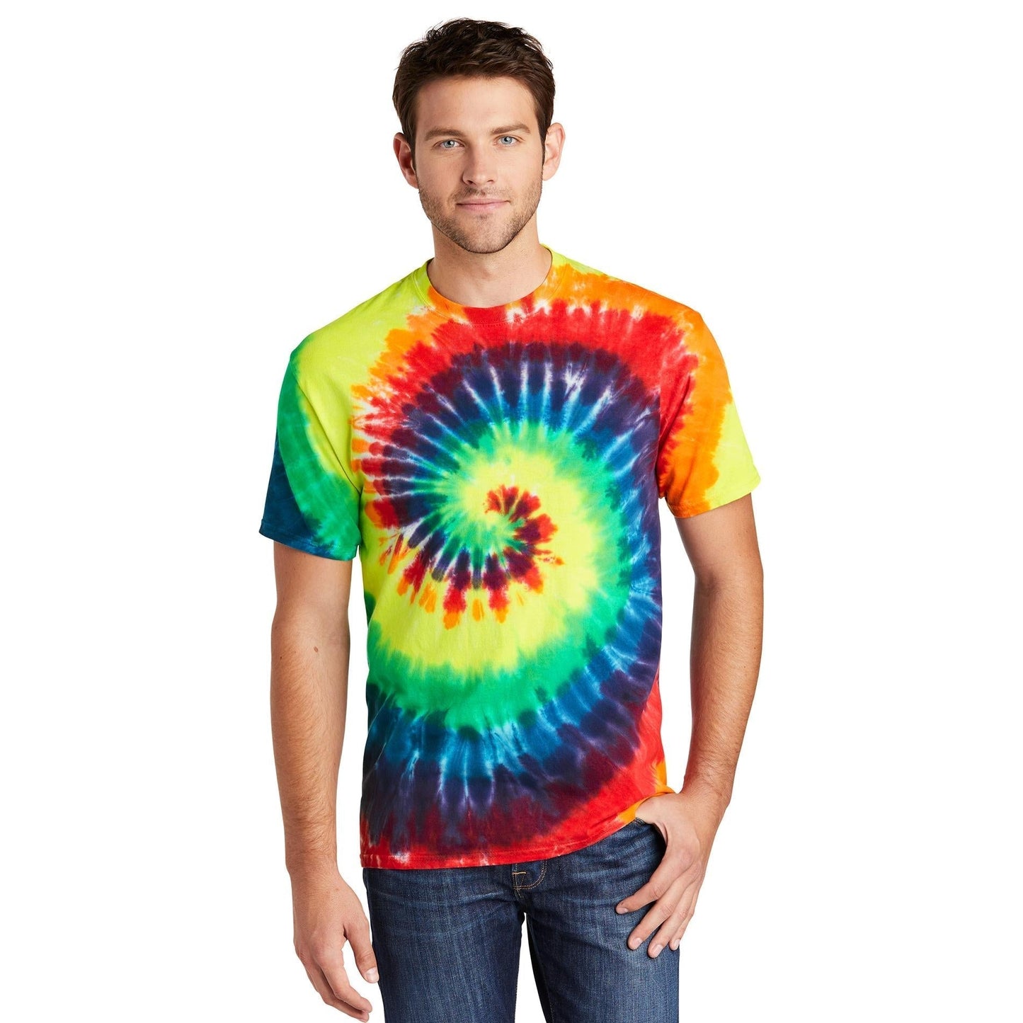 Black Galaxy Spiral T-Shirt - Port & Company - Vibrant Colors