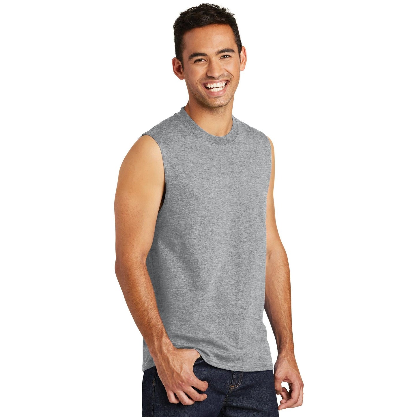 White Sleeveless T-Shirt - Port & Company - Soft Cotton