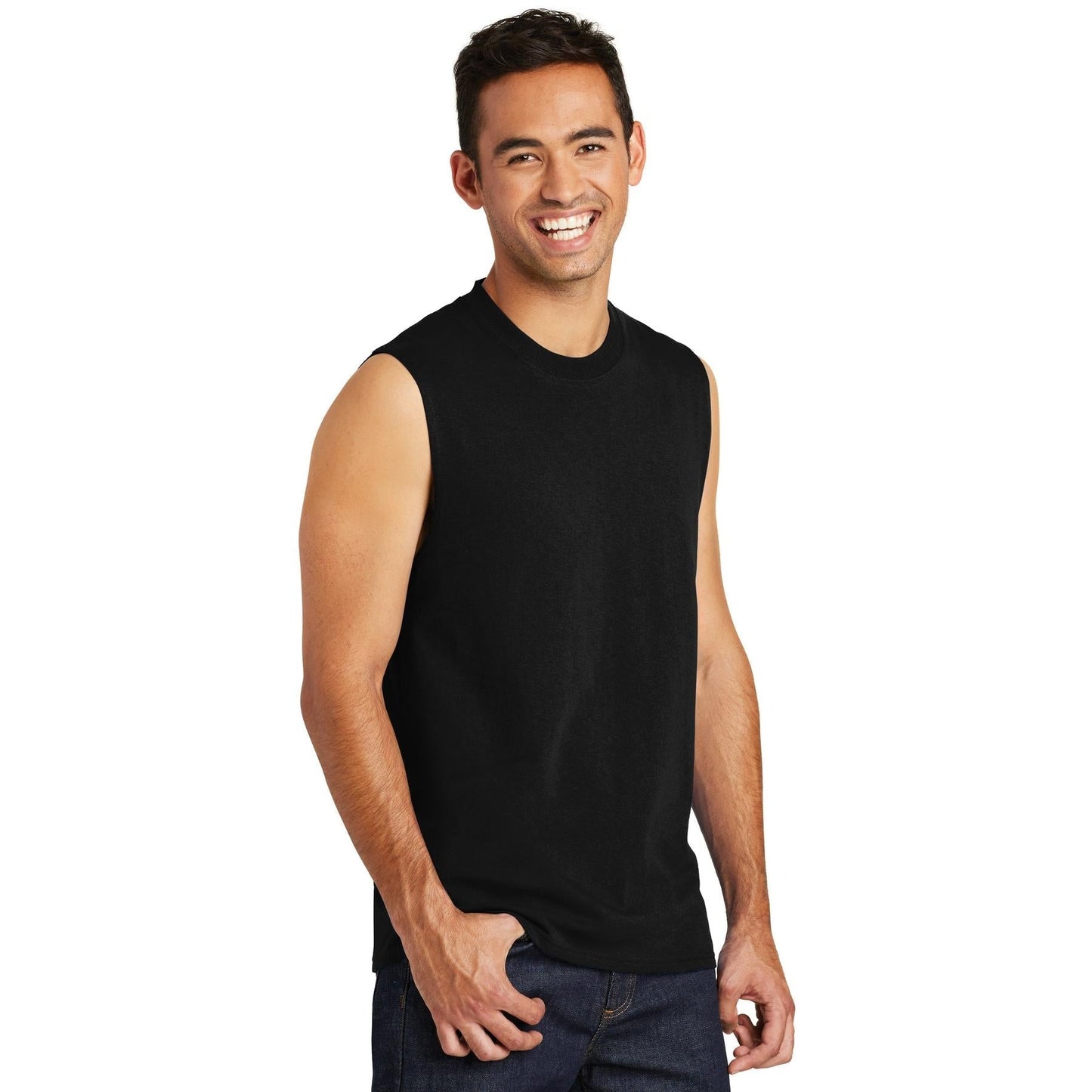 White Sleeveless T-Shirt - Port & Company - Soft Cotton