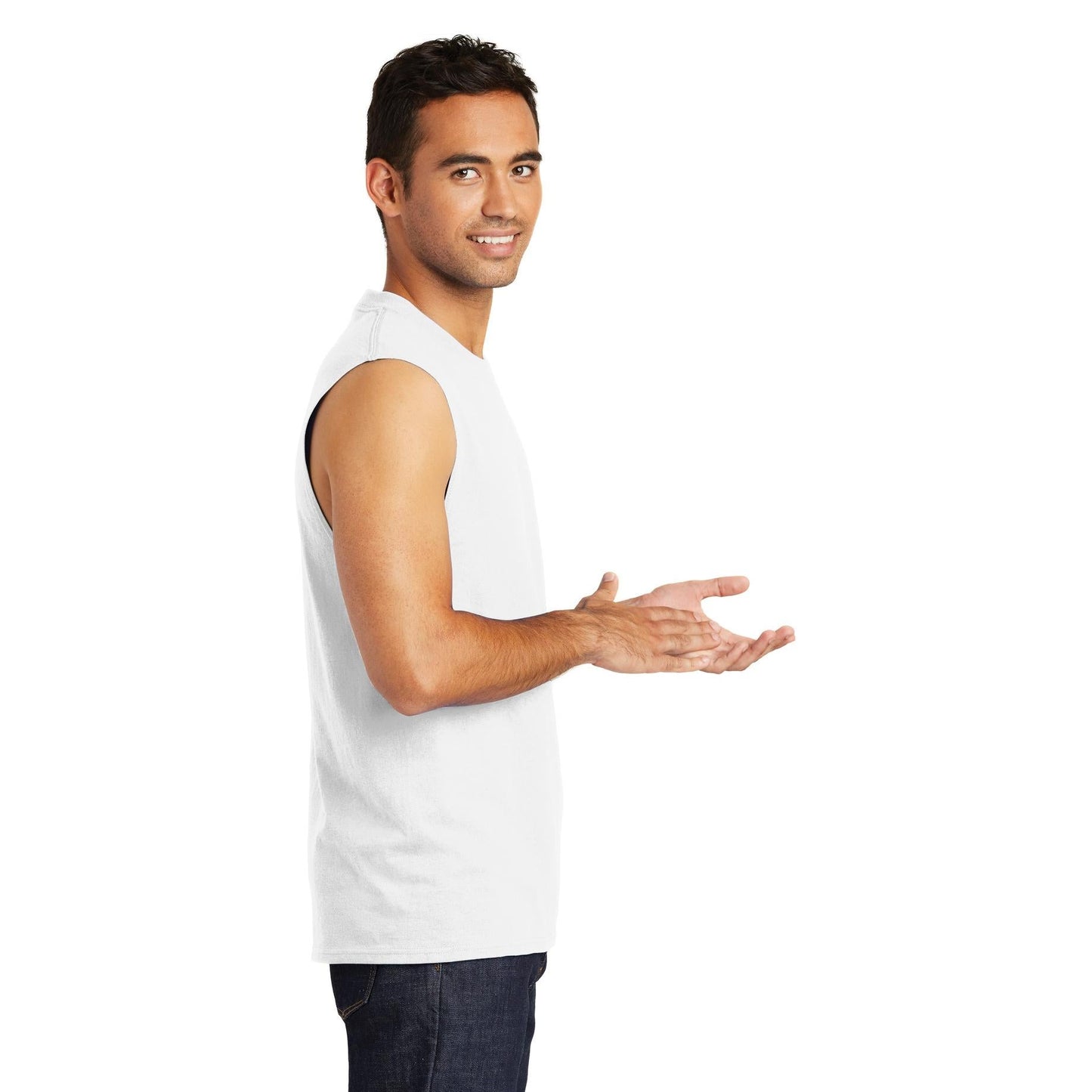 White Sleeveless T-Shirt - Port & Company - Soft Cotton