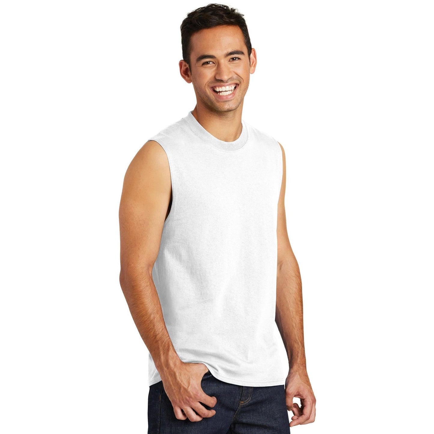 White Sleeveless T-Shirt - Port & Company - Soft Cotton