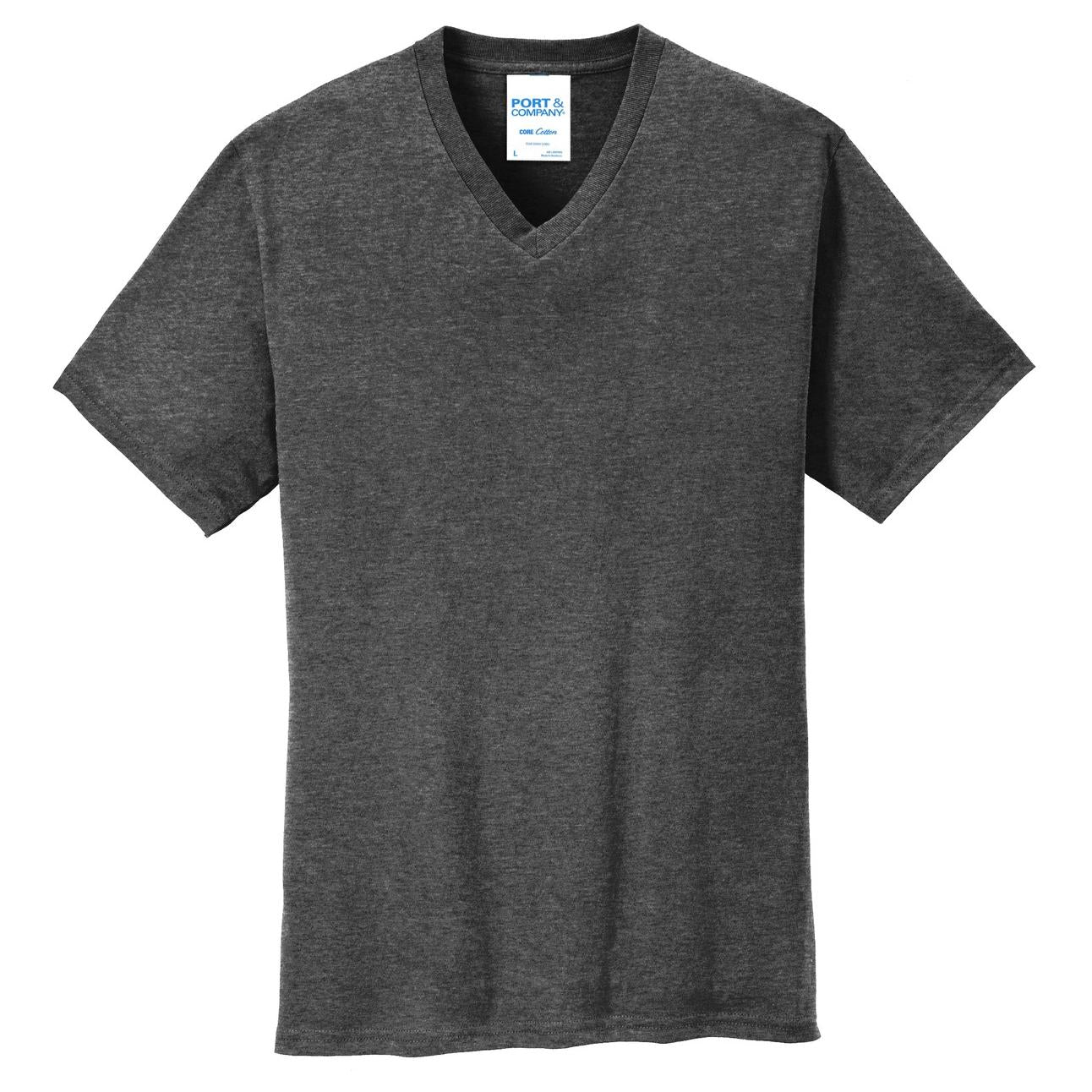 Dark Heather Grey T-Shirt - Port & Company - Stylish V-Neck