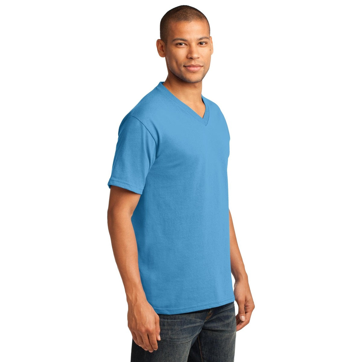 Dark Heather Grey T-Shirt - Port & Company - Stylish V-Neck