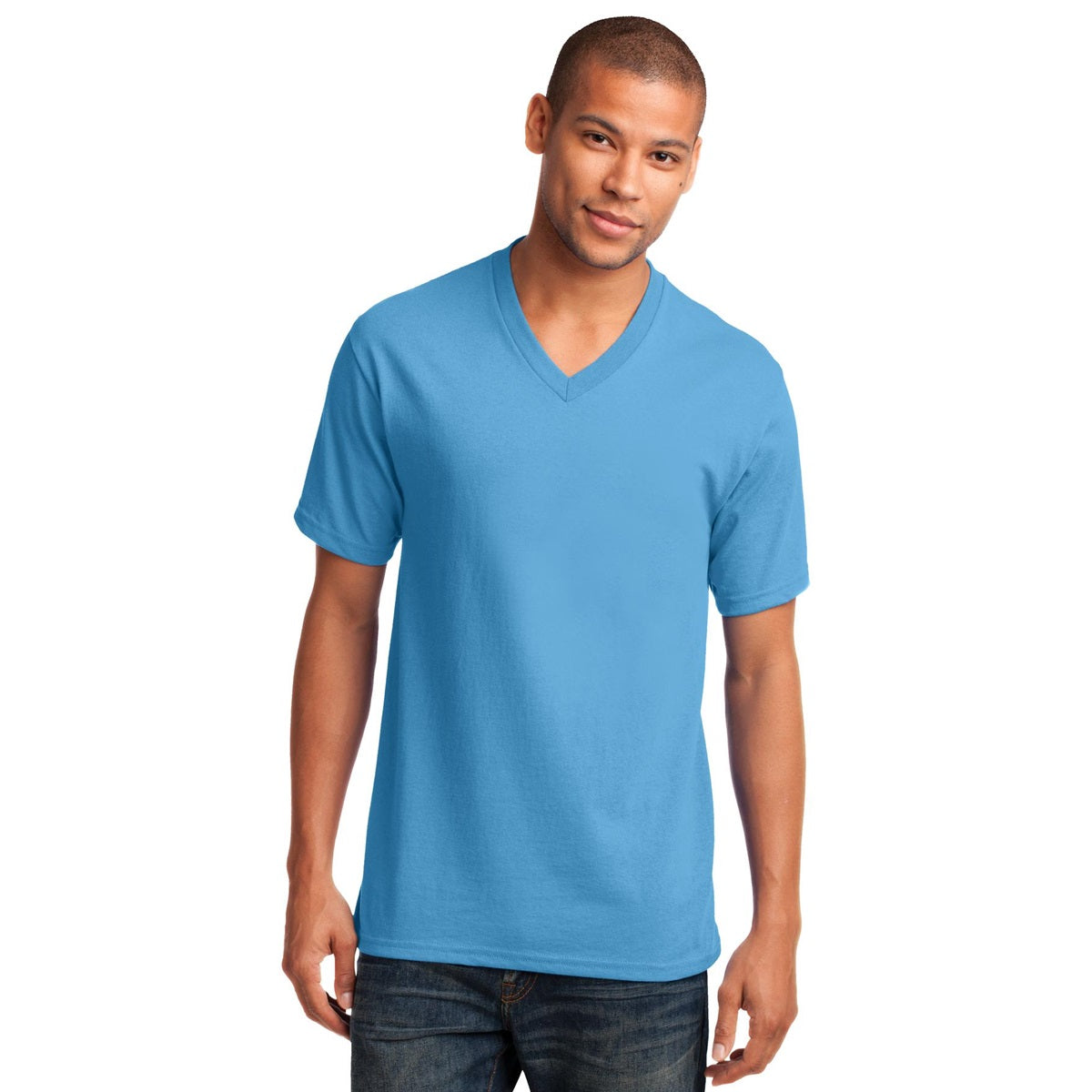 Dark Heather Grey T-Shirt - Port & Company - Stylish V-Neck