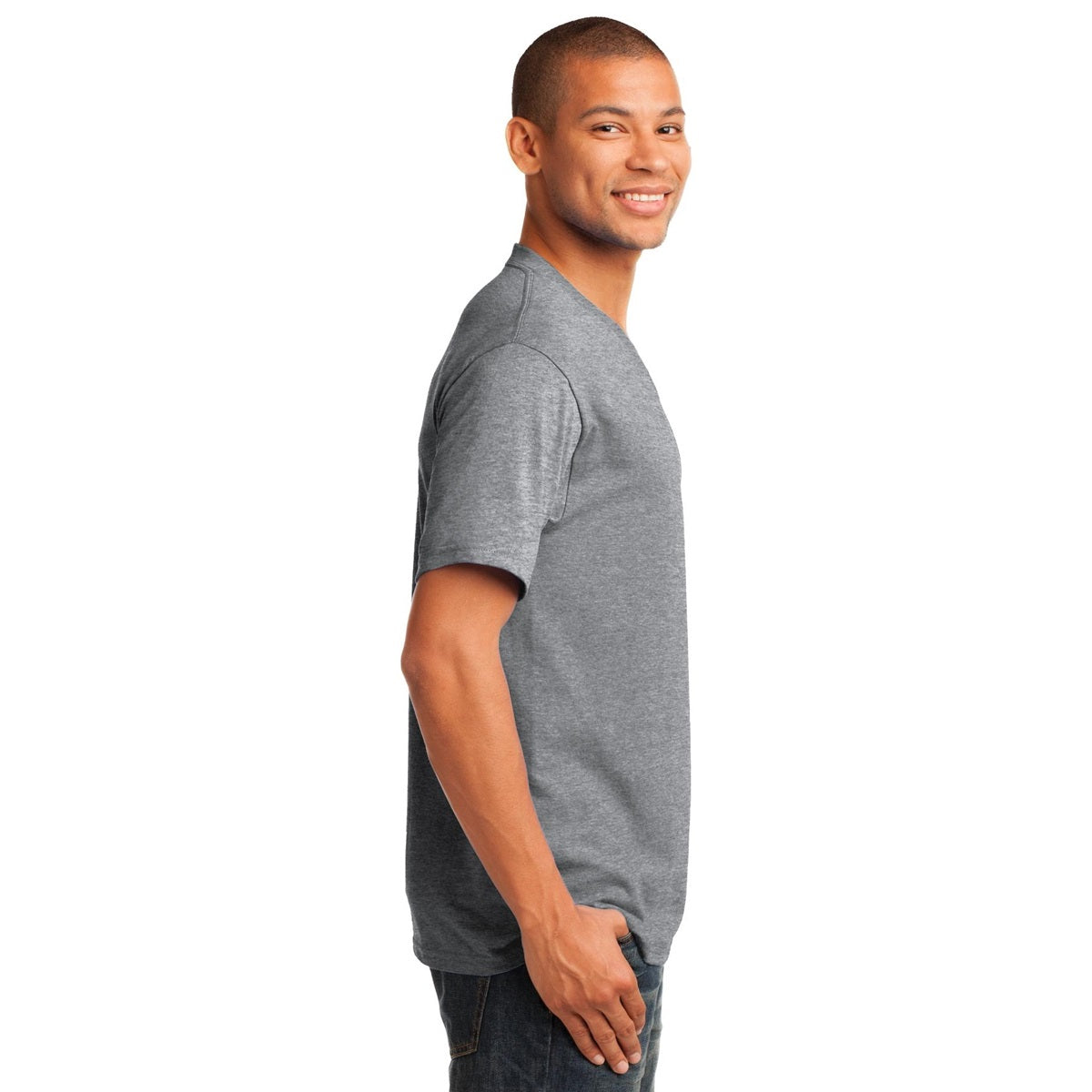 Dark Heather Grey T-Shirt - Port & Company - Stylish V-Neck