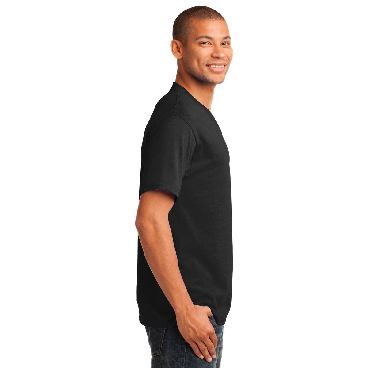Dark Heather Grey T-Shirt - Port & Company - Stylish V-Neck
