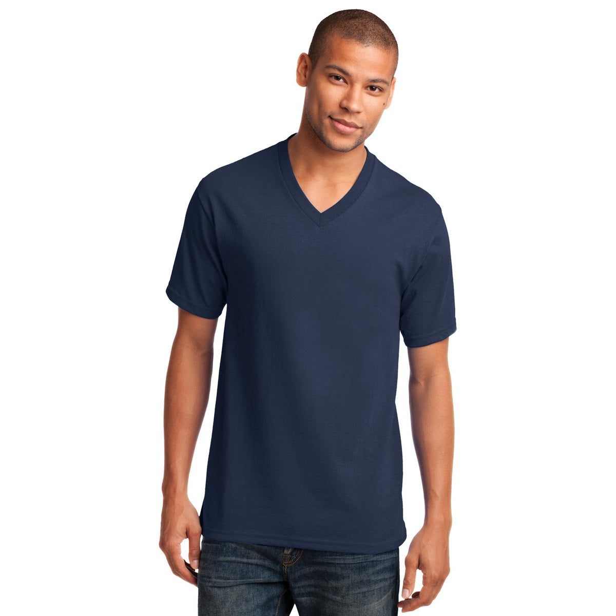 Dark Heather Grey T-Shirt - Port & Company - Stylish V-Neck