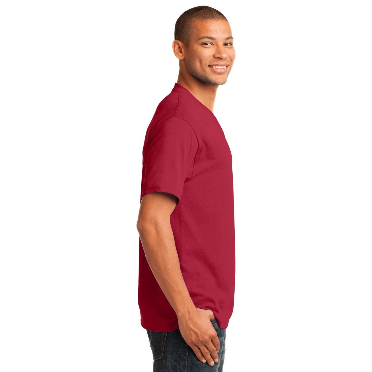 Dark Heather Grey T-Shirt - Port & Company - Stylish V-Neck