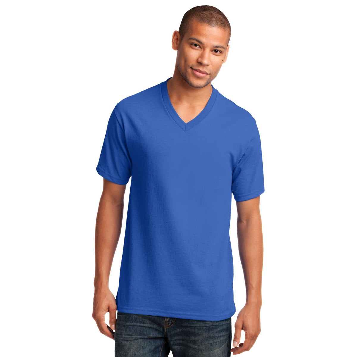 Dark Heather Grey T-Shirt - Port & Company - Stylish V-Neck