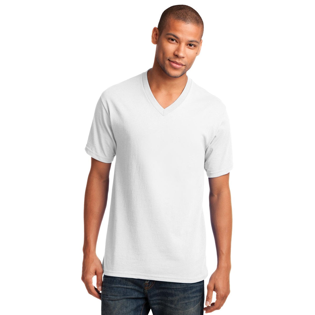 Dark Heather Grey T-Shirt - Port & Company - Stylish V-Neck