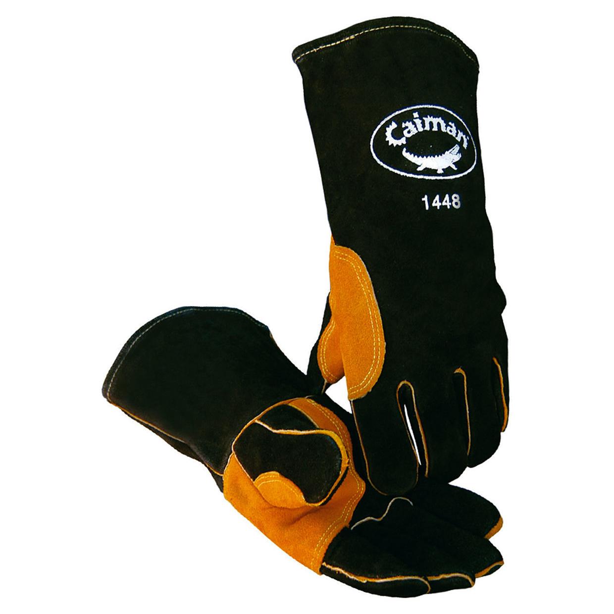 Black Leather Gloves - PIP - Caiman Design Aluminized