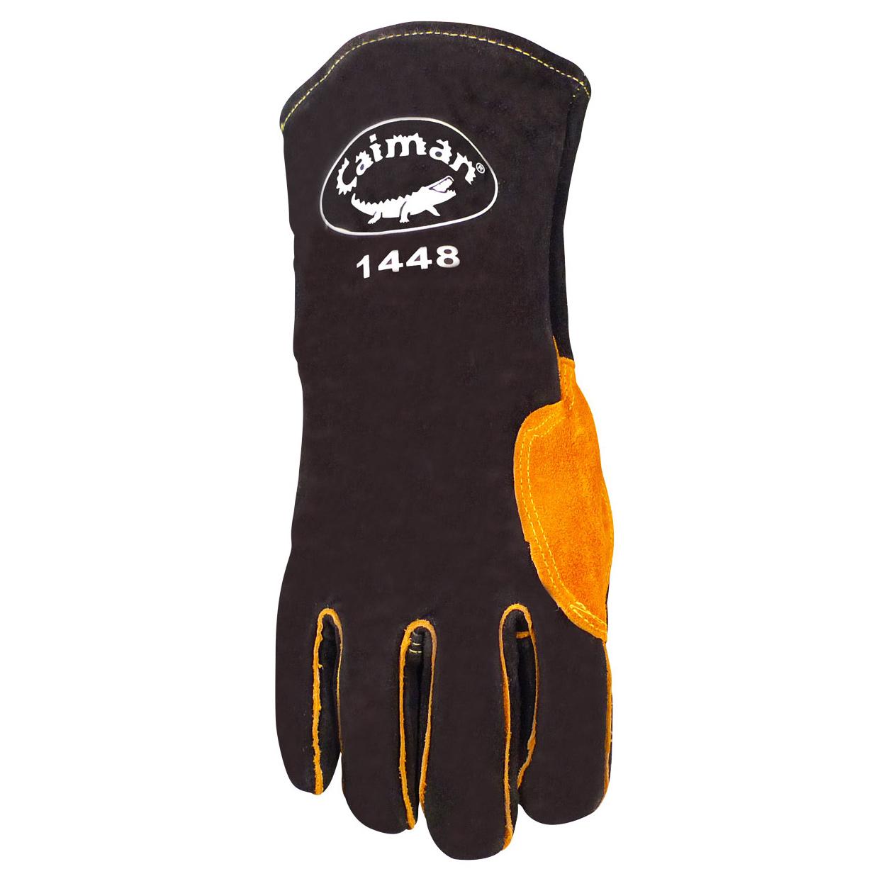 Black Leather Gloves - PIP - Caiman Design Aluminized