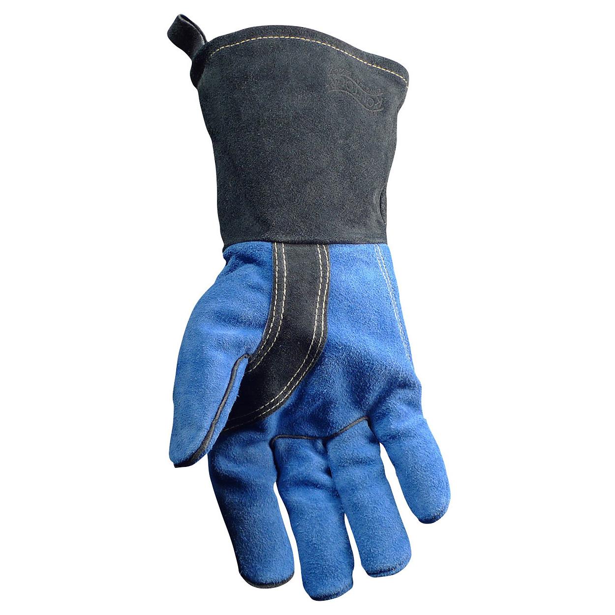 Blue Leather Gloves - PIP - Split Fleece Lined