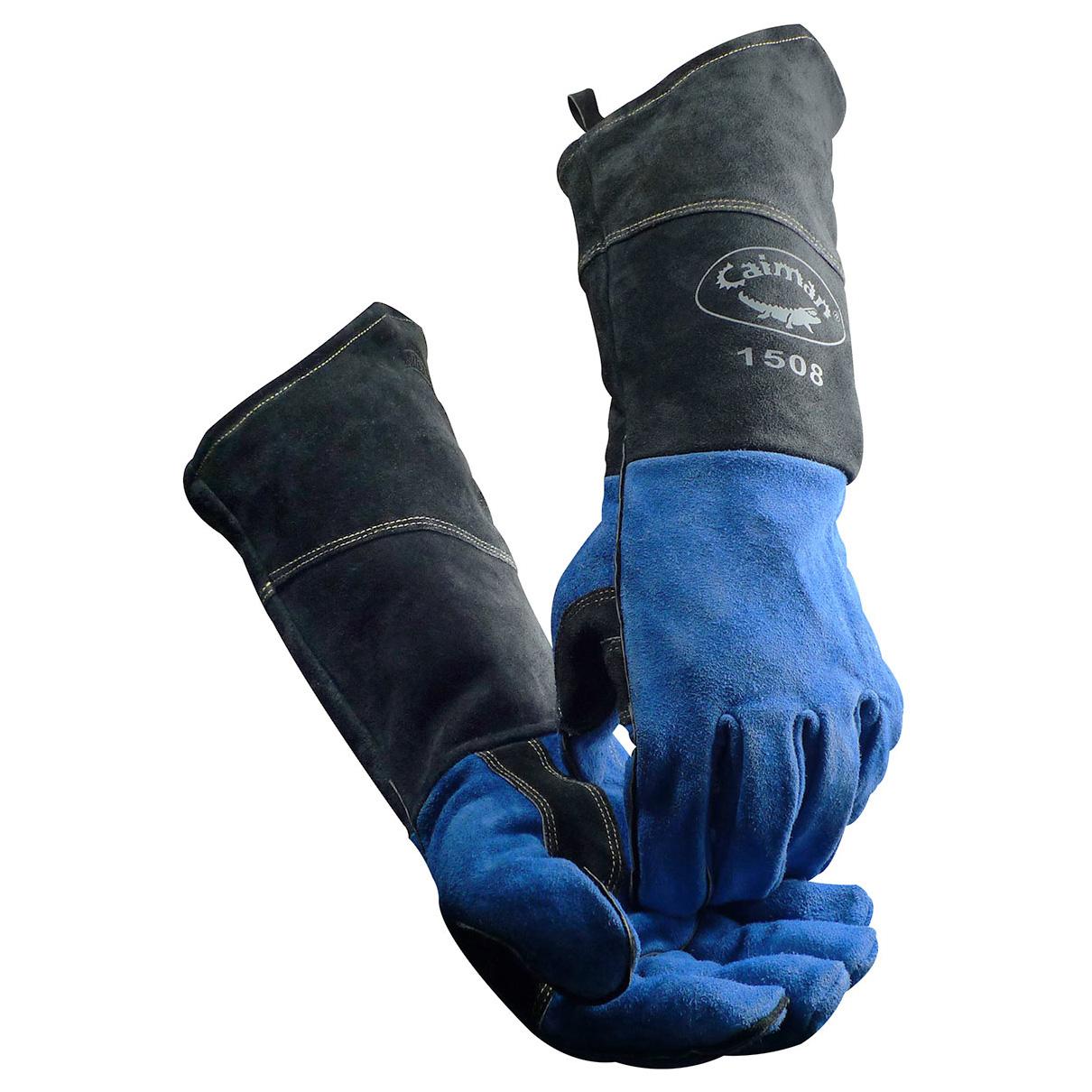Blue Leather Gloves - PIP - Fleece Lined Comfort