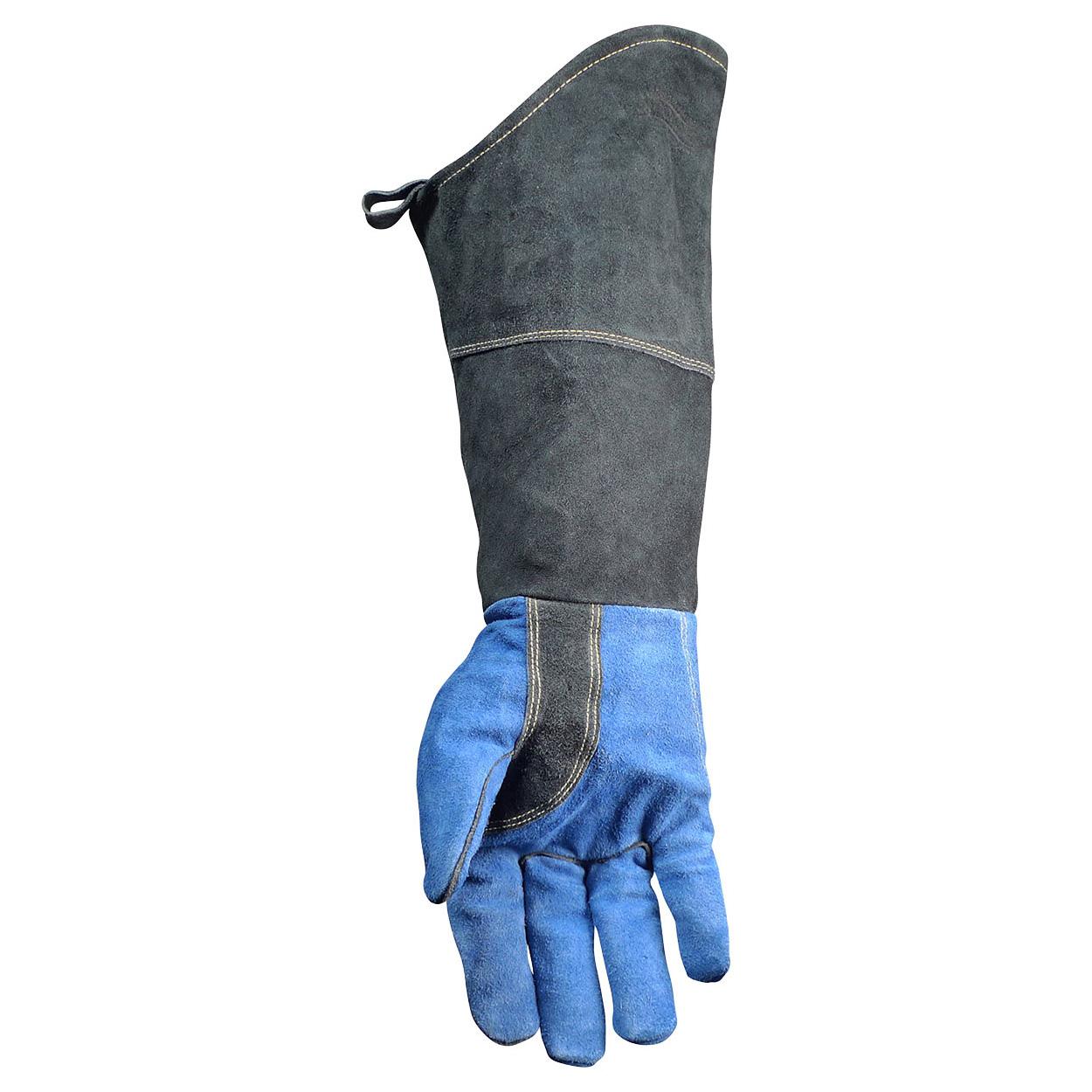 Blue Leather Gloves - PIP - Fleece Lined Comfort