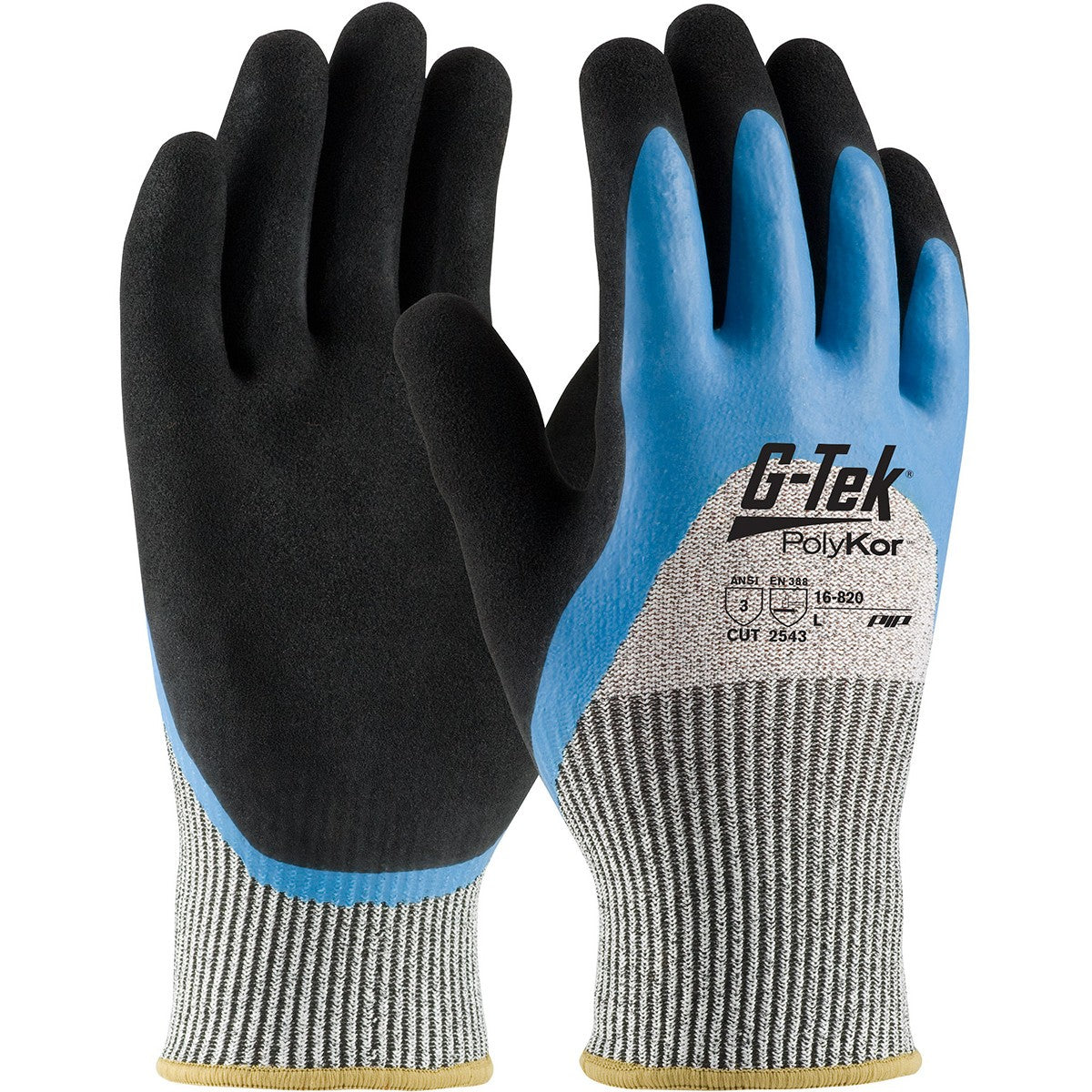 Black/Blue/Gray Knit Gloves - PIP - Durable Protection