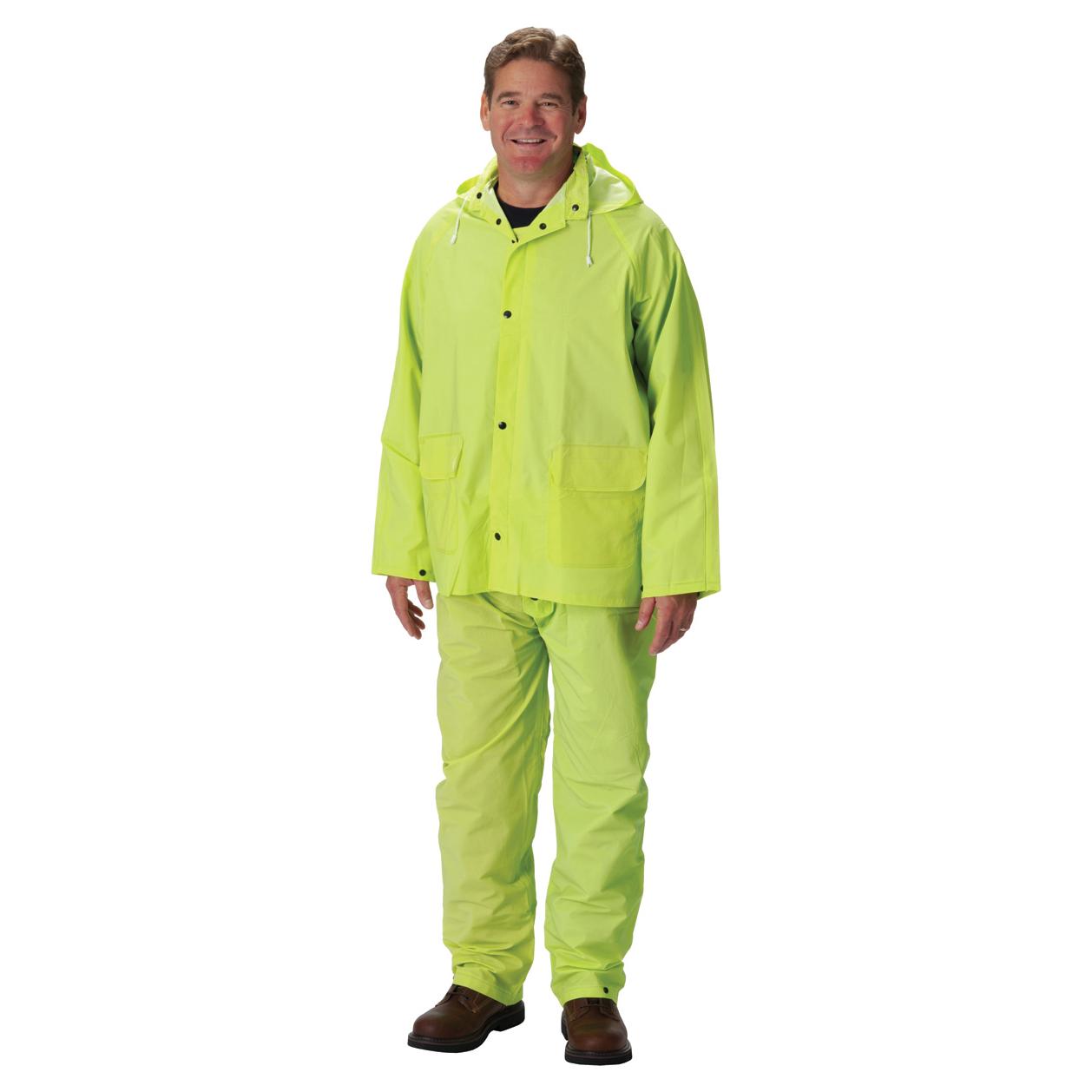 Hi-Vis Green Rain Suits - PIP - Durable Waterproof Design