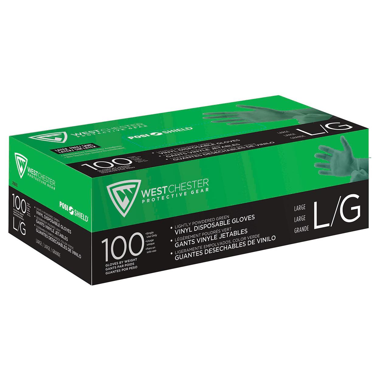 Green Disposable Gloves - PIP - Powdered Vinyl