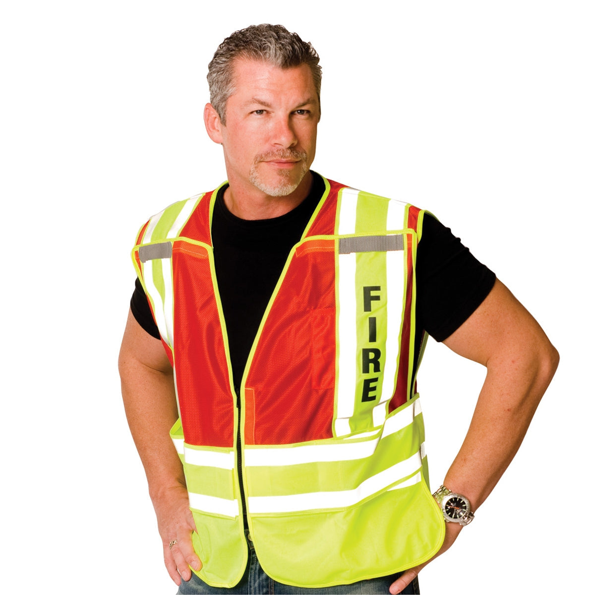 Yellow/Red Safety Vest - PIP - Breathable Mesh Design