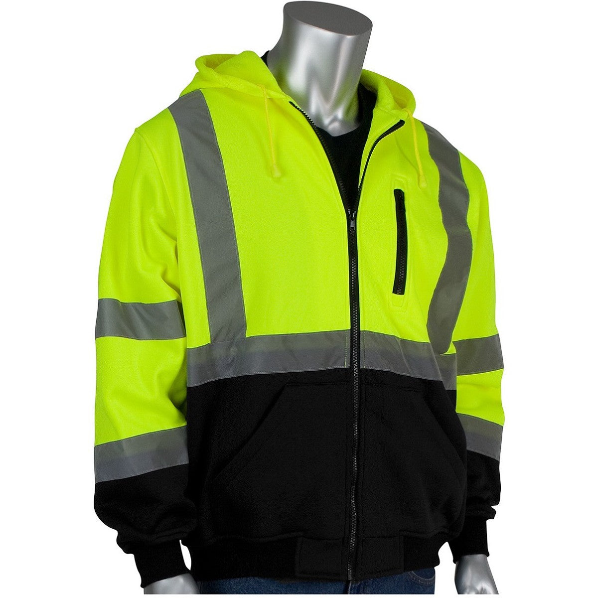 Yellow/Lime Safety Sweatshirt - PIP - Full Zip Hoodie