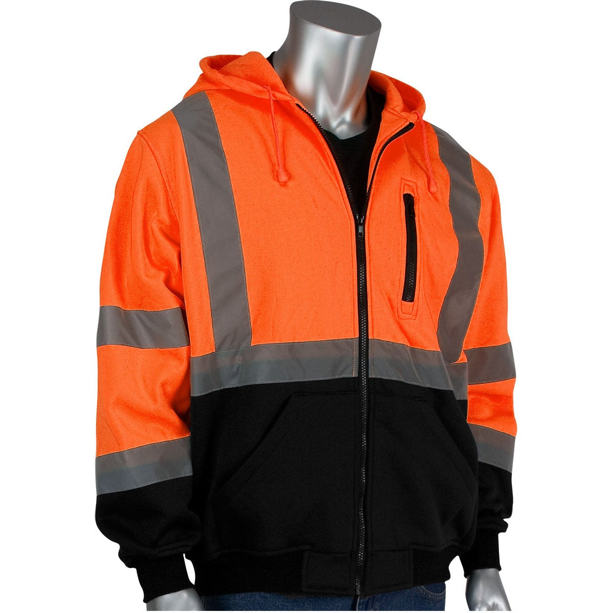 Yellow/Lime Safety Sweatshirt - PIP - Full Zip Hoodie