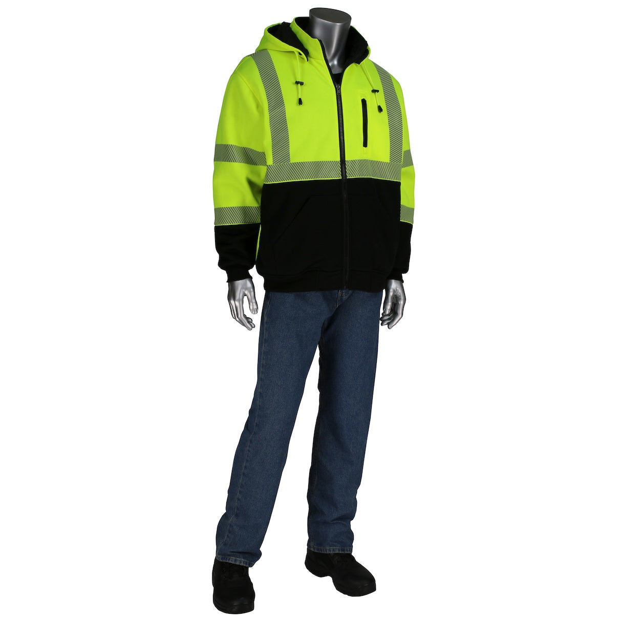 Yellow/Lime Safety Sweatshirt - PIP - Reversible Fleece