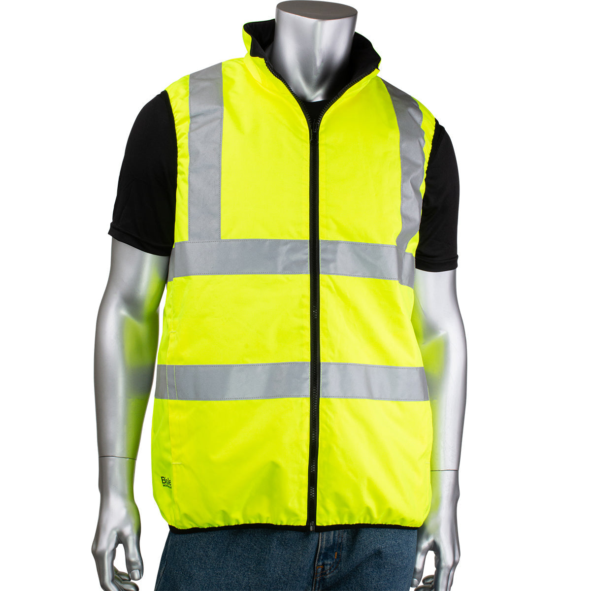 Yellow Lime Black Safety Vest - PIP - Reversible Puffer