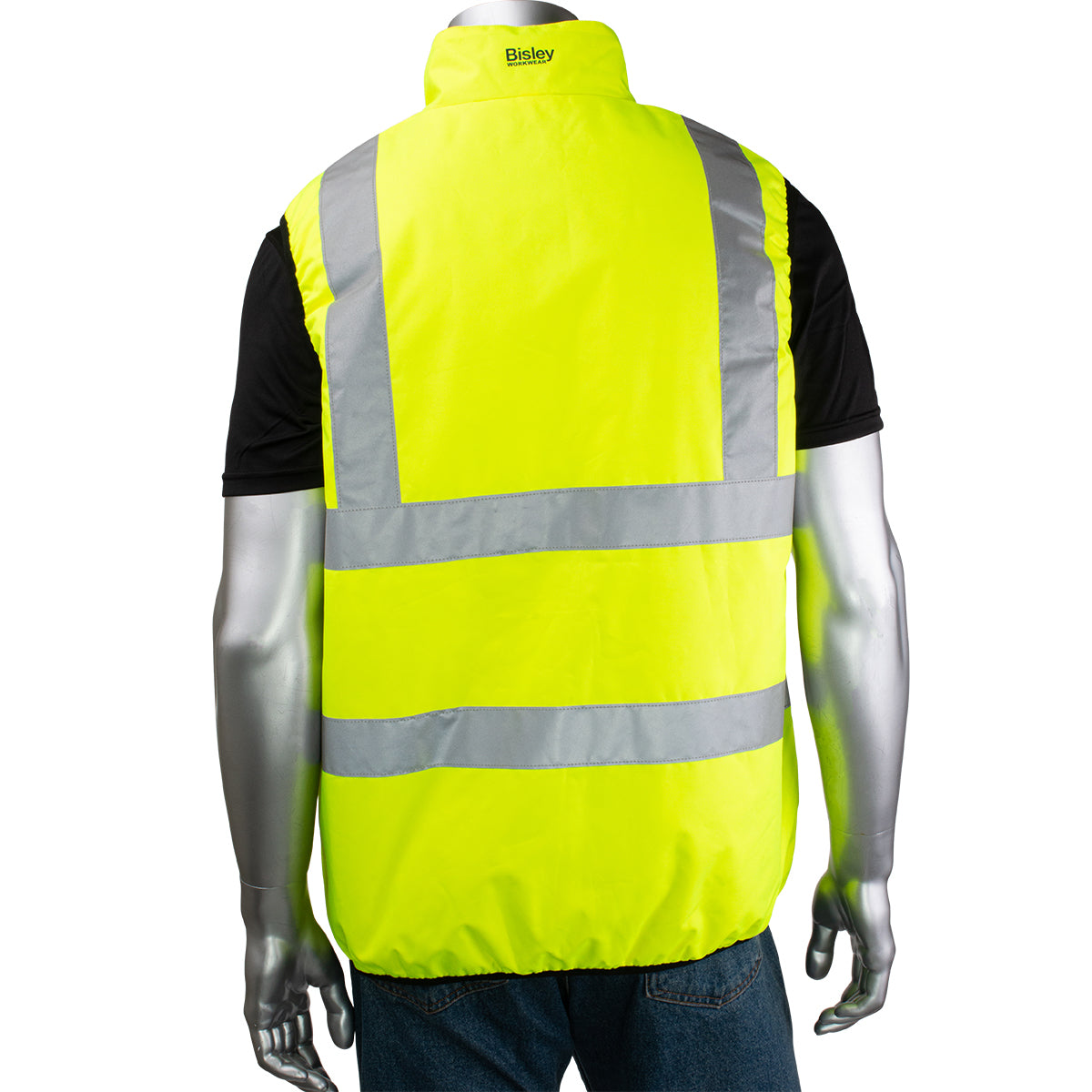 Yellow Lime Black Safety Vest - PIP - Reversible Puffer
