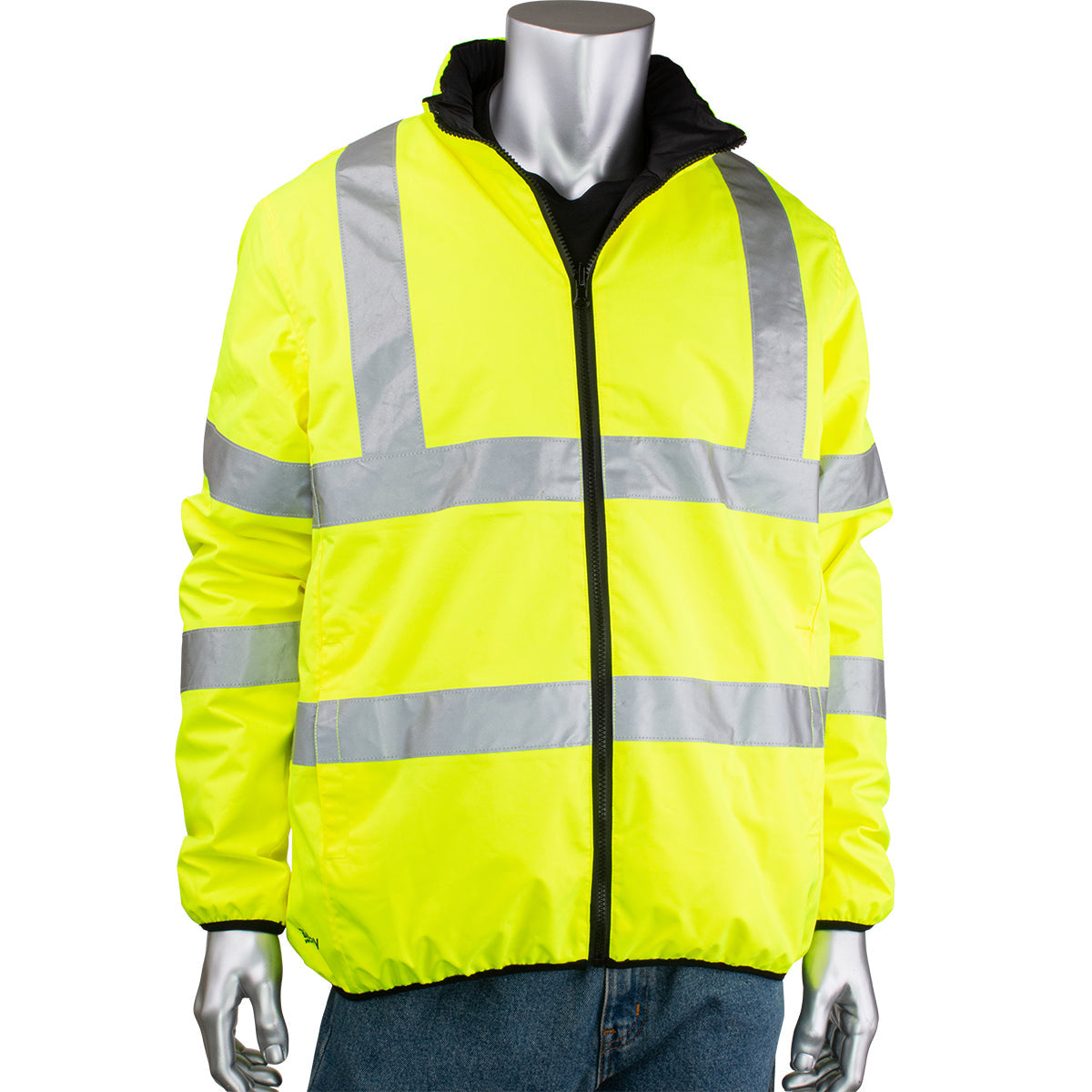 Yellow/Lime Safety Jacket - PIP - Reversible Puffer
