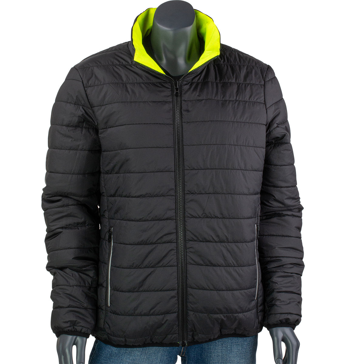 Yellow/Lime Safety Jacket - PIP - Reversible Design
