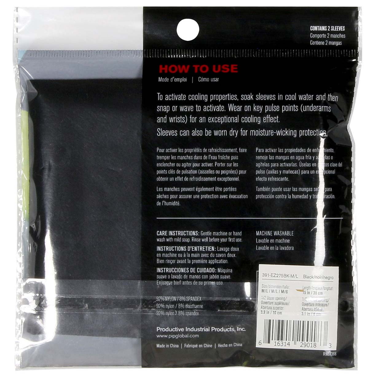 Black Cooling Sleeves - PIP - Evaporative Comfort