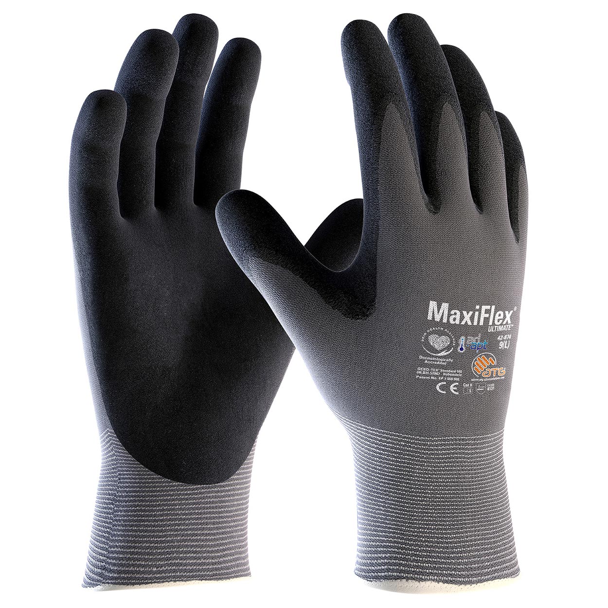 Gray String Knit Gloves | PIP | 42-874 Maxiflex Ultimate Ad-Apt Seamless