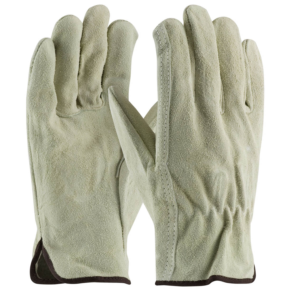 Straight Thumb Leather Gloves - PIP - Durable Split Cowhide